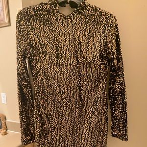 Black & gold sequin dress